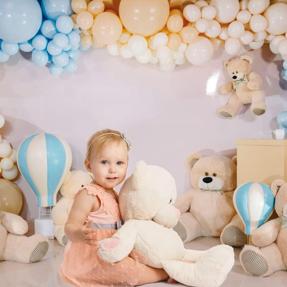 MEHOFOND 7x5ft Bear Baby Photography Backdrop Boy Birthday Baby Shower Newborn Portrait Background Banner Balloons and Bear Cake Smash Decoration Photo Studio Props Supplies-3