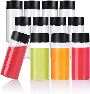 YBCPACK 12 Pack 8oz/250ml Plastic Juice Bottles with Lids,Empty Reusable Bottles for Smoothie,Juice,and Other Beverages