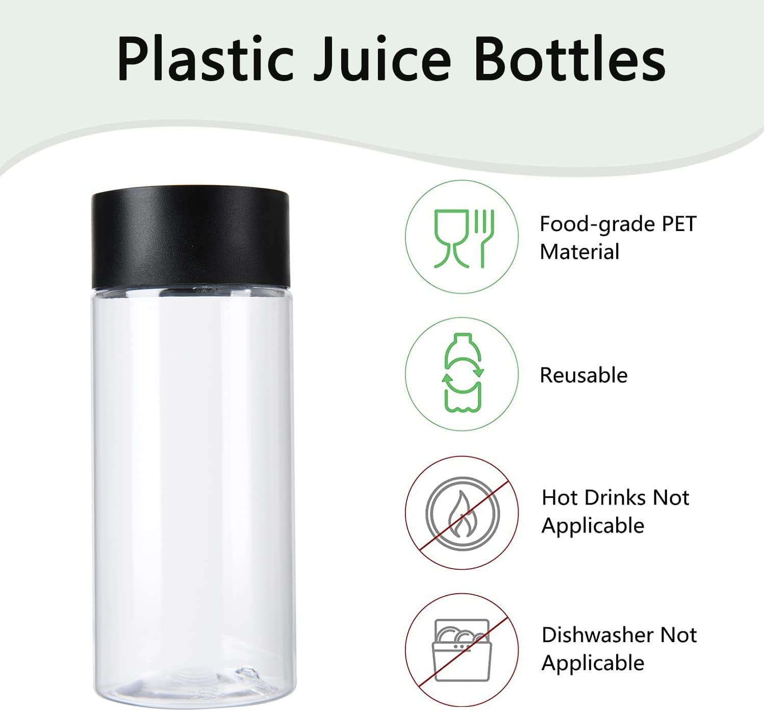 YBCPACK 12 Pack 8oz/250ml Plastic Juice Bottles with Lids,Empty Reusable Bottles for Smoothie,Juice,and Other Beverages-2