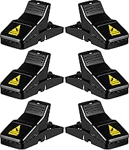 Feeke Rat Trap, Large Mouse Traps, Mouse Traps Indoor for Home, Instant Kill Pest Control Traps for Mouse Rat Chipmunk, Quick Set Up and Reusable - 6 Pack, Black