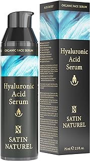 Hyaluronic Acid Serum for Men 75ml, Day and Night Serum for Face with Aloe Vera and Spirulina - Hyaluronic Acid Serum for Face - Anti Aging Face Cream Men Skin Care for Men by Satin Naturel