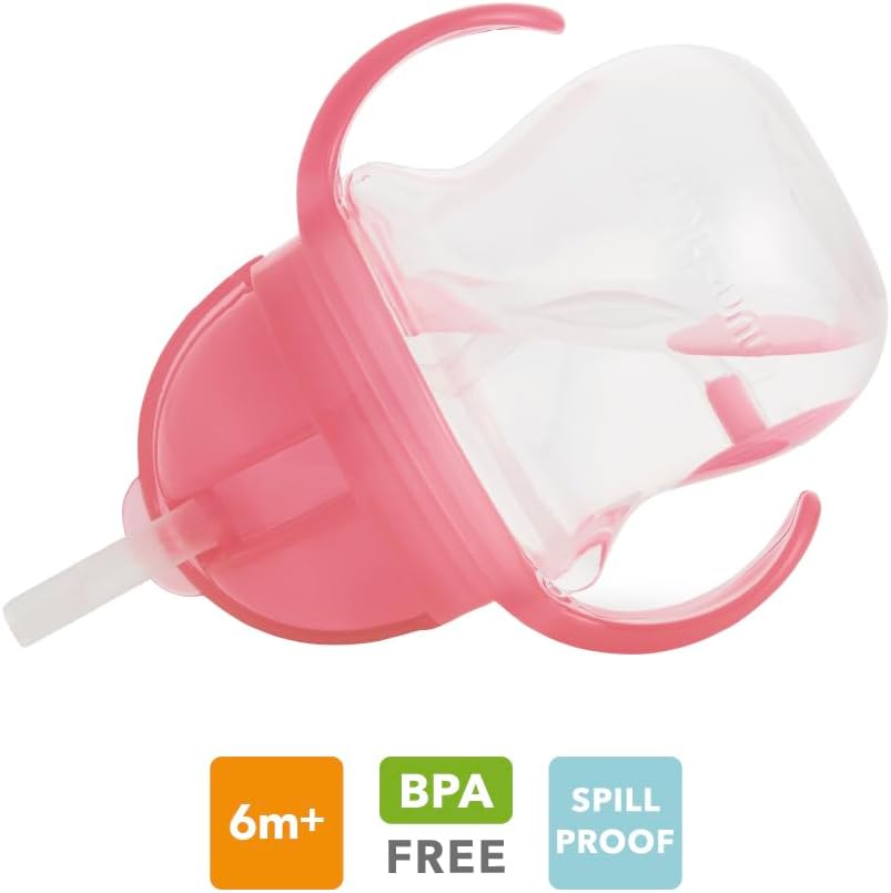 Munchkin Click Lock Tip & Sip Straw Cup Set| Baby & Toddler Sippy Cups with Straw| BPA Free Non Spill Cup| Dishwasher Safe Baby Straw Cup| Weighted Straw Childrens Cups| 7oz/207ml| 2 Pack| Pink/Purple-1