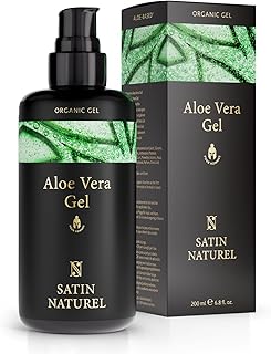 3-in-1 Mens Aftershave Balm, Moisturiser & Hair Gel, 200ml - Aloe Vera Gel with Hyaluronic Acid - Skin Care Face Moisturiser for Men - Post Shave Balm - Natural Mens Hair & Skincare - Satin Naturel