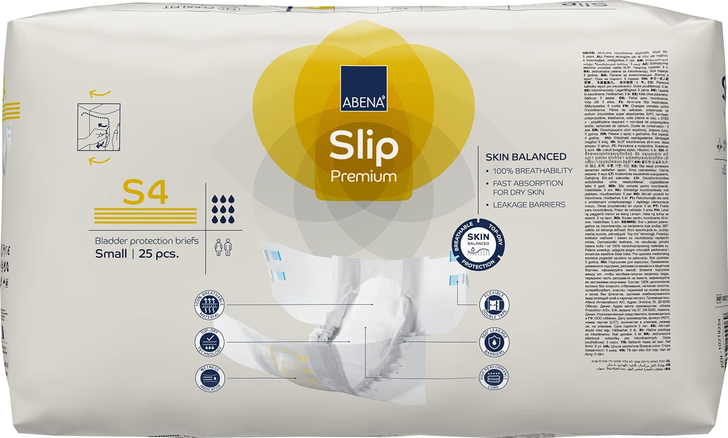 ABENA Slip Premium All-In-One Incontinence Pads For Men & Women, Eco-Labelled Womens Incontinence Pads, Mens Incontinence Pads - Small 4, 60-85cm Waist, 2200ml Absorbency, 25PK-2