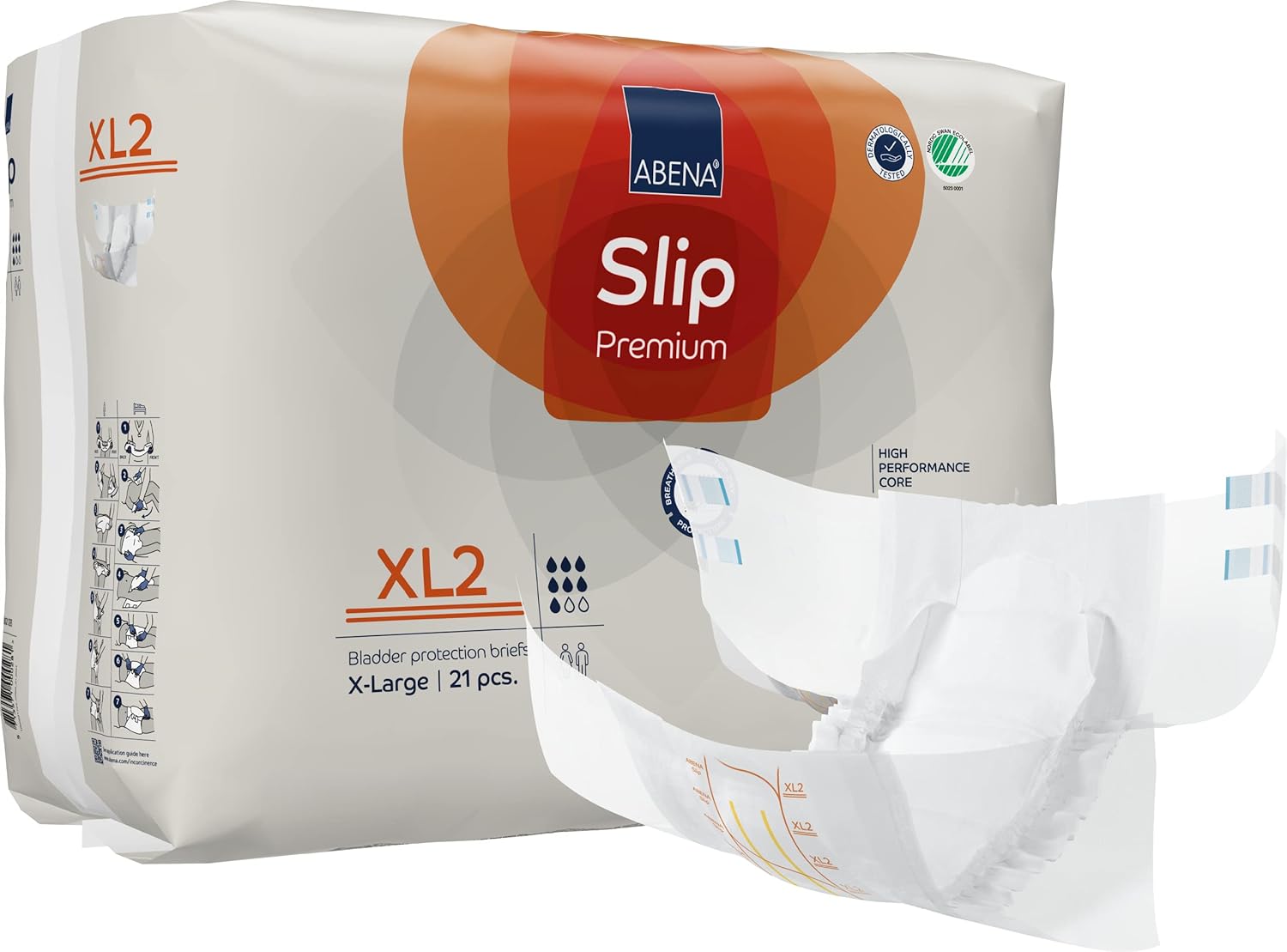 ABENA Slip Premium All-In-One Incontinence Pads For Men & Women, Eco-Labelled Womens Incontinence Pads, Mens Incontinence Pads, - XL 2, 110-170cm Waist, 3400ml Absorbency, 21PK-1