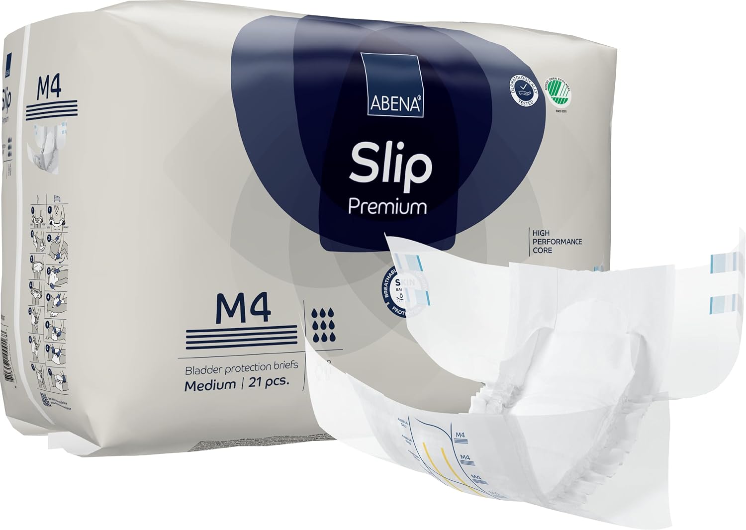 ABENA Slip Premium All-In-One Incontinence Pads For Men & Women, Eco-Labelled Womens Incontinence Pads, Mens Incontinence Pads - Medium 4, 70-110cm Waist, 2000ml Absorbency, 21PK-0