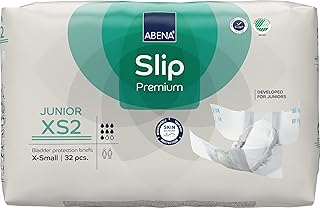 ABENA Slip Premium Junior Nappies, Eco-Labelled Nappy Pants, Enhanced Leakage Protection, Secure & Comfortable Nappy Pants For Children - Size 7 / XS2, 40-60cm Waist Age 5-15, 1x 32PK