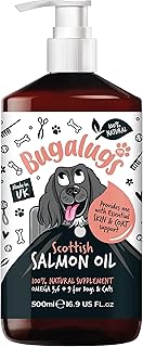 Bugalugs Scottish Salmon Oil For Dogs & Cats, Supplement Supports Dog Skin And Coat, Itchy Skin & A Moulting Dog, Omega 3 Fish Oil Perfect For Grooming & Dog Food (500ml)