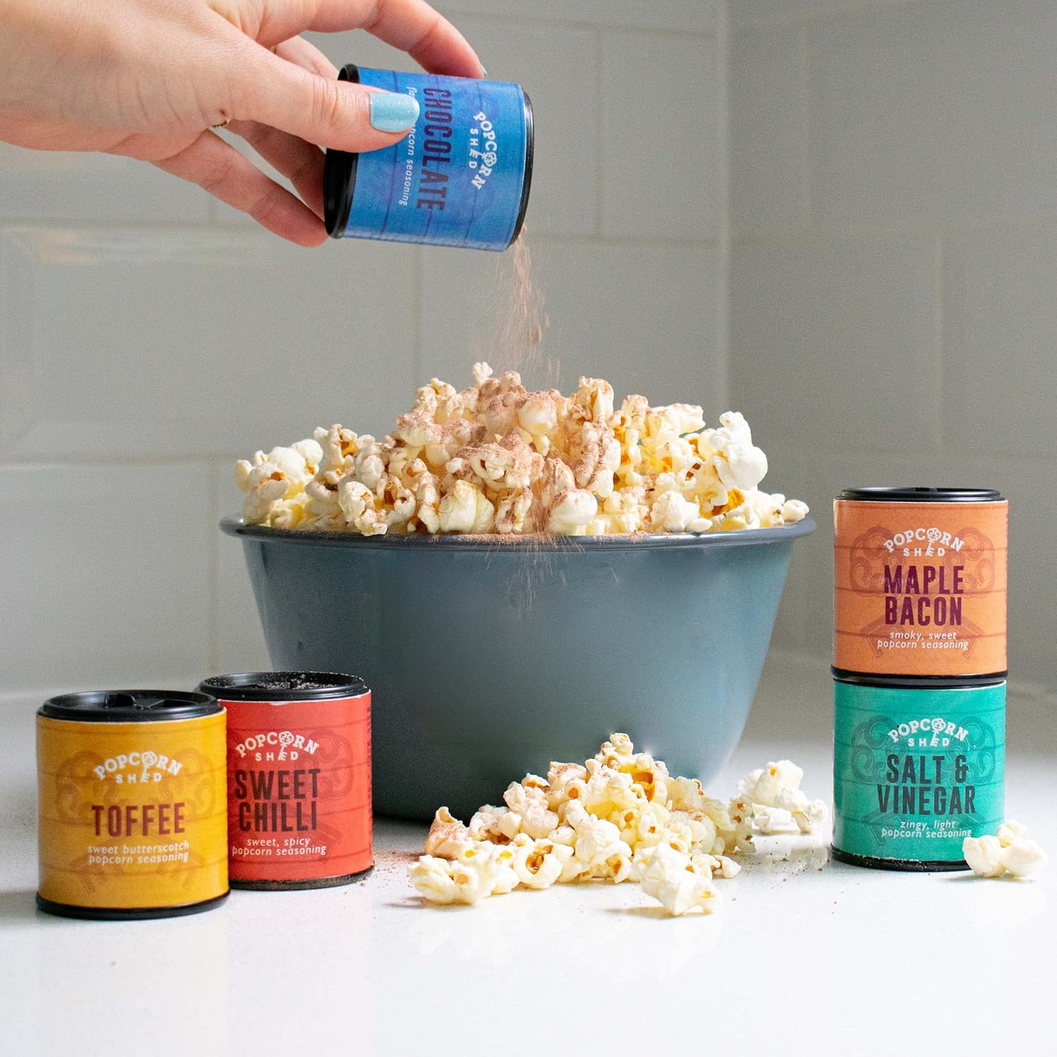 Gourmet Popcorn Seasonings 5 Pack, 5 Different Sweet and Savoury Popcorn Flavourings, Make Your Own Popcorn at Home, Low Calorie Snack, Fun for Kids-2