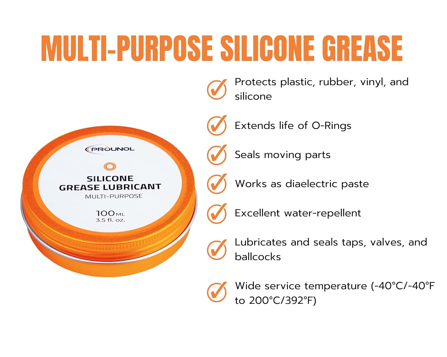 Prounol 100% Silicone Grease, General-Purpose Dielectric Paste, Waterproof HT Rubber Grease (100ml)-1