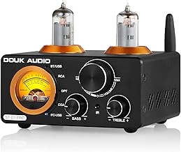 Douk Audio ST-01 PRO 200W Hifi Valve Amplifier, Mini Tube Amp, Stereo Receiver, 2 Channel, Bluetooth 5.0, Audio Digital Amplifier for Home Passive Speakers, with VU Meter, USB DAC COAX/OPT