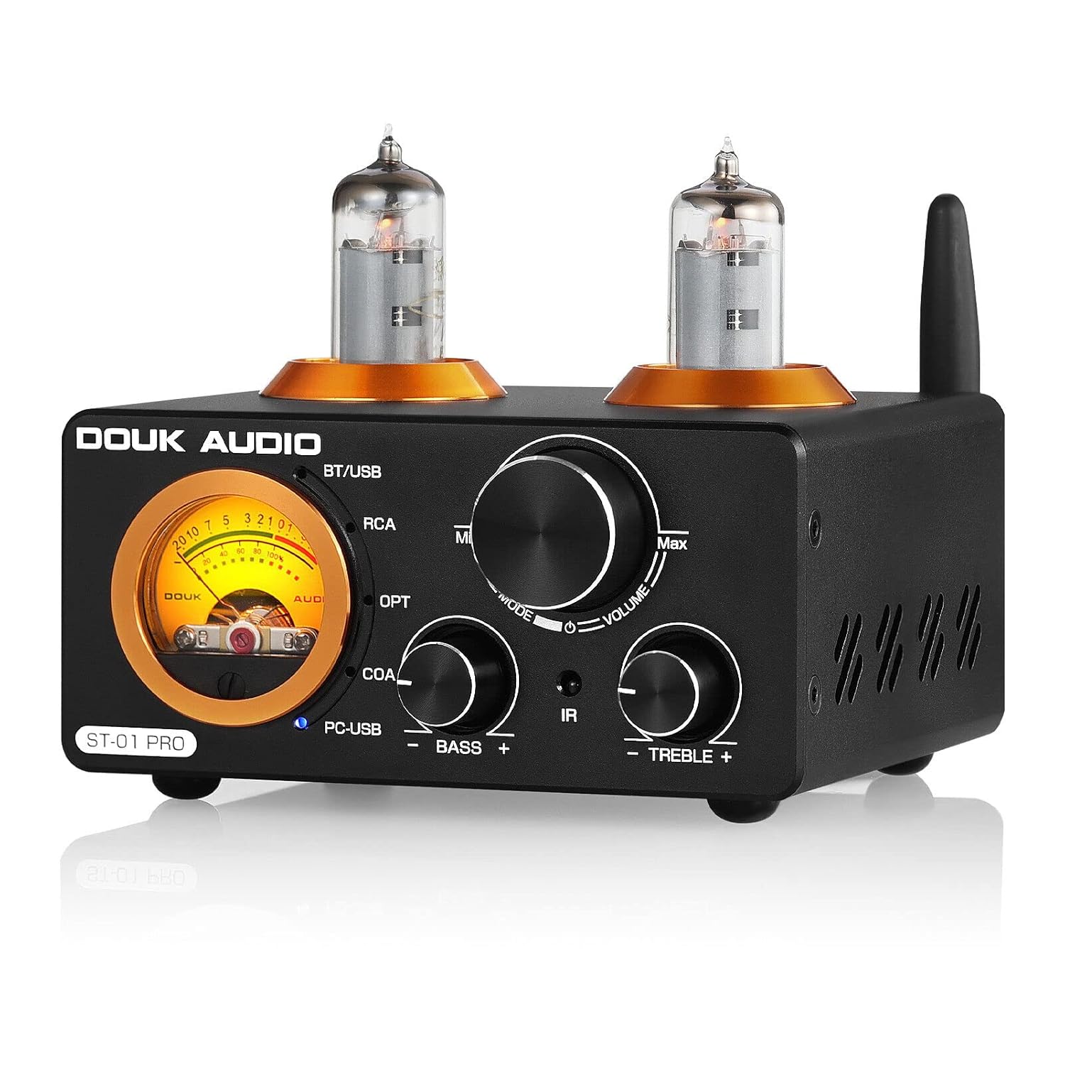 Douk Audio ST-01 PRO 200W Hifi Valve Amplifier, Mini Tube Amp, Stereo Receiver, 2 Channel, Bluetooth 5.0, Audio Digital Amplifier for Home Passive Speakers, with VU Meter, USB DAC COAX/OPT-0