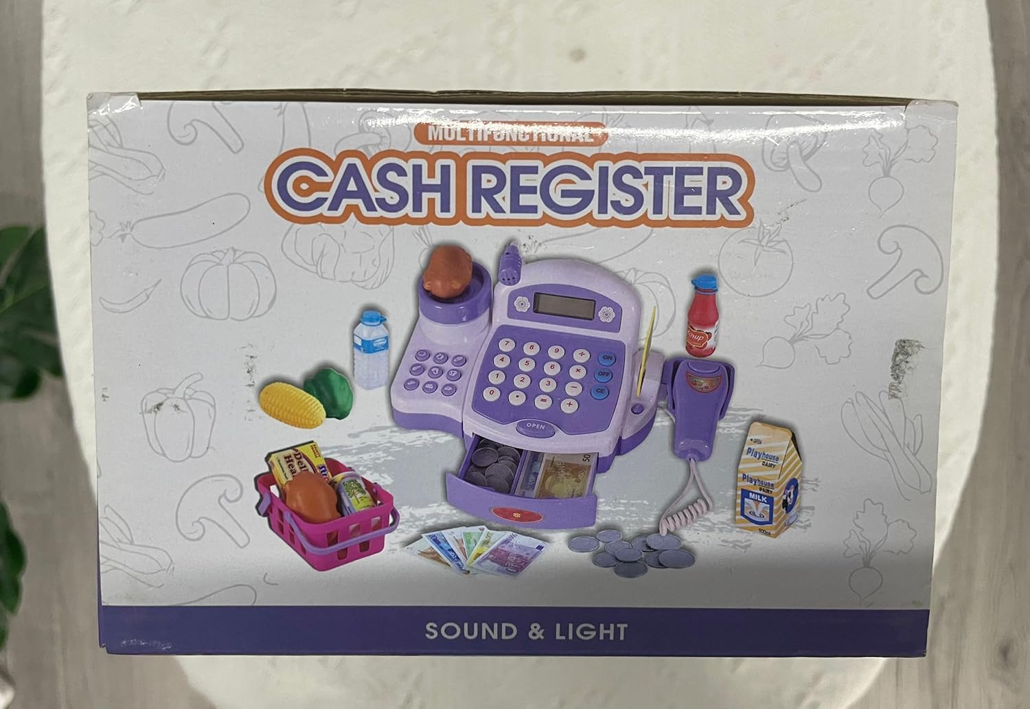 Buyger Toy Cash Register for Kids, Children Toy Till with Scanner Card Machine Lifting Vegetable Weigh Pretend Play Shop Cashier Till Accessories Gifts for Ages 3 4 5 + Years Old-10