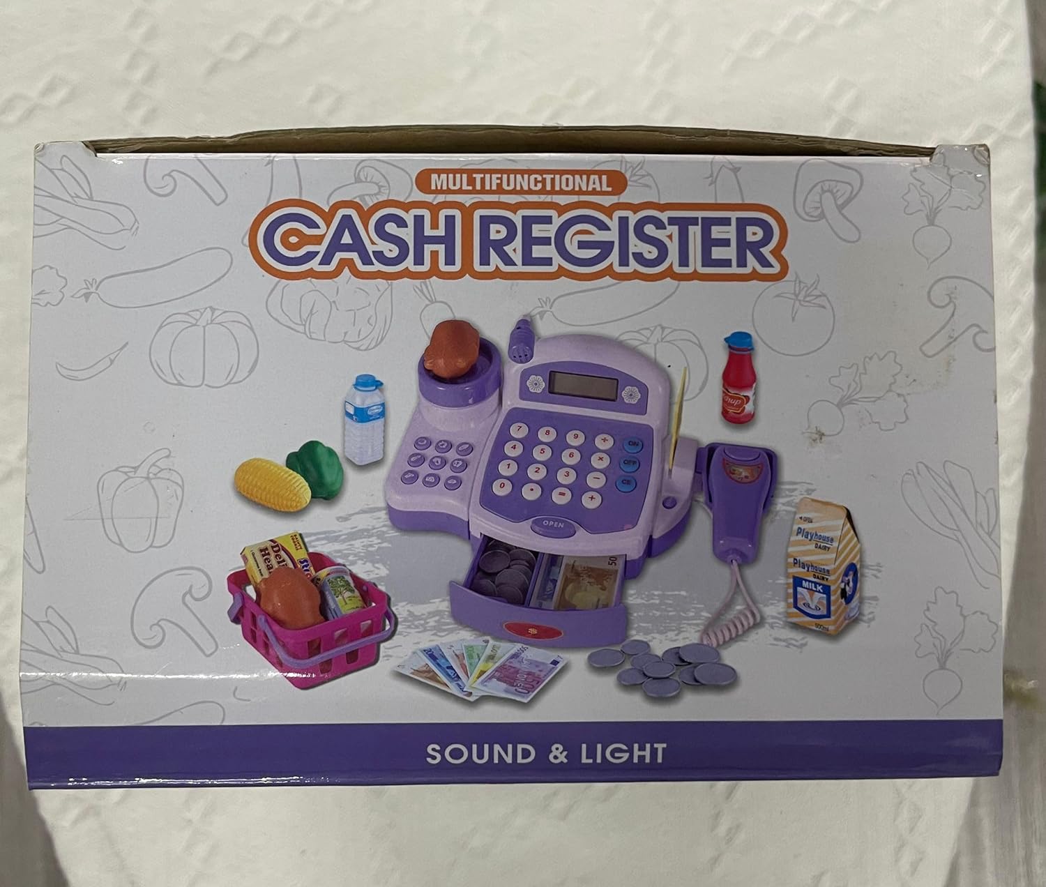 Buyger Toy Cash Register for Kids, Children Toy Till with Scanner Card Machine Lifting Vegetable Weigh Pretend Play Shop Cashier Till Accessories Gifts for Ages 3 4 5 + Years Old-11