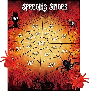 ASTARON Halloween Party Supplies Throw The Spider On The Web Halloween Party Games With 2 Sticky Spiders Larger Halloween Poster Birthday Party Games