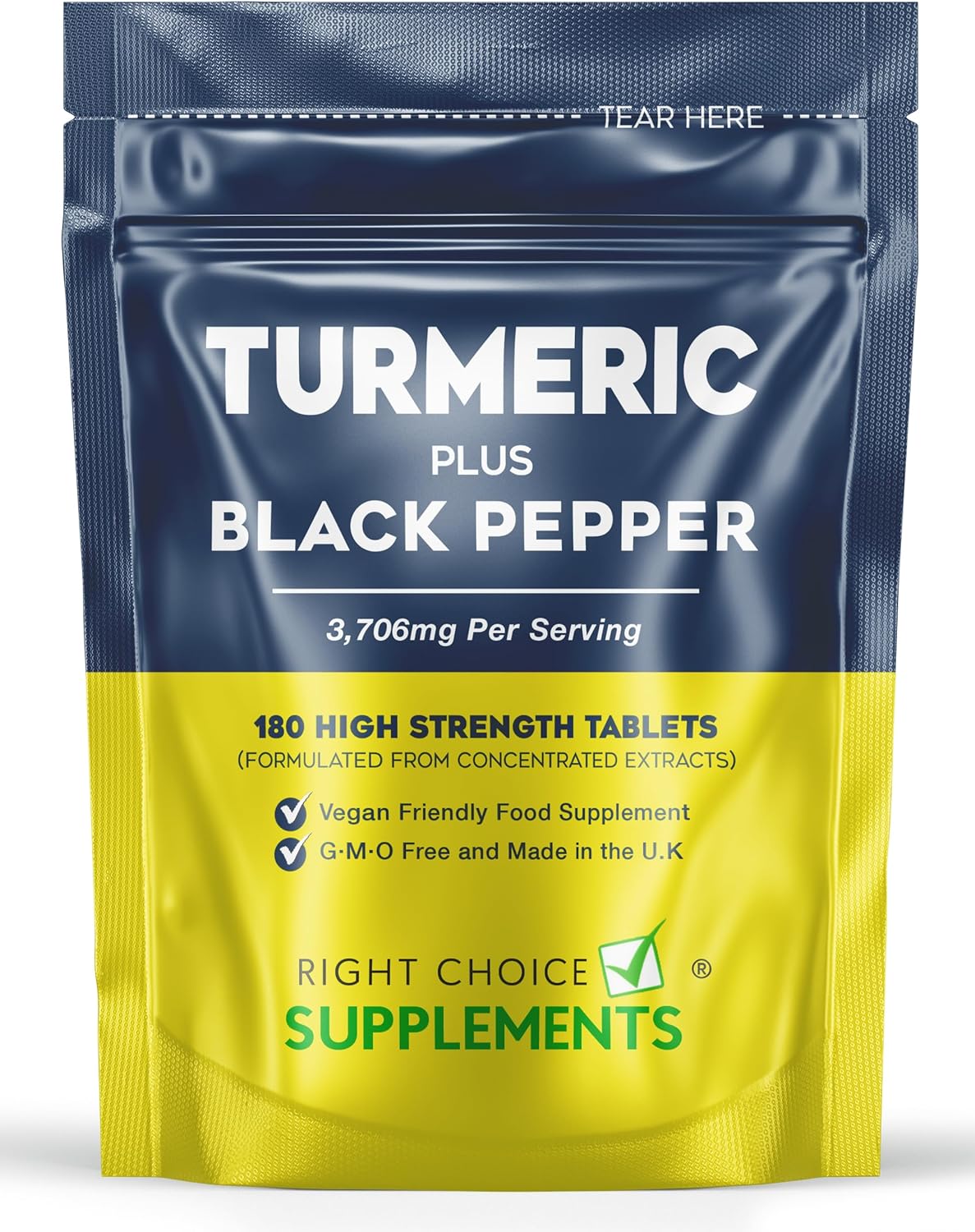 Turmeric Tablets 3200mg with Black Pepper | 180 High Strength Curcumin Supplements | Turmeric and Black Pepper Tablets (Not Turmeric Capsules or Powder) | Vegan and Gluten Free | UK Made-0