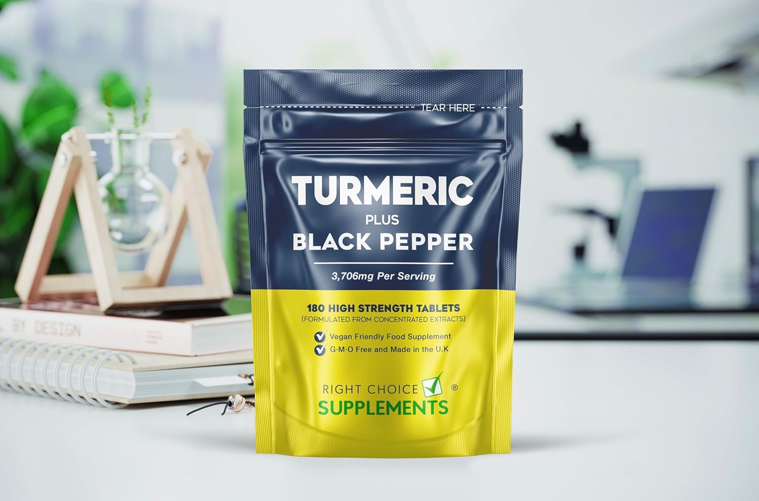 Turmeric Tablets 3200mg with Black Pepper | 180 High Strength Curcumin Supplements | Turmeric and Black Pepper Tablets (Not Turmeric Capsules or Powder) | Vegan and Gluten Free | UK Made-5