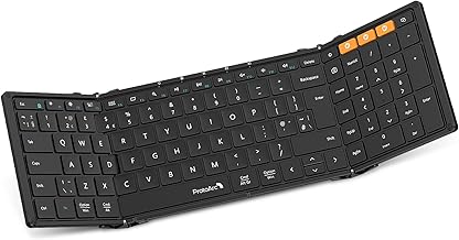 ProtoArc Foldable Bluetooth Keyboard Folding Keyboard with Number Pad | XK01 Full-Size Portable Keyboard Mini Wireless Keyboard for Windows iOS Android Tablet | QWERTY UK Layout - Black