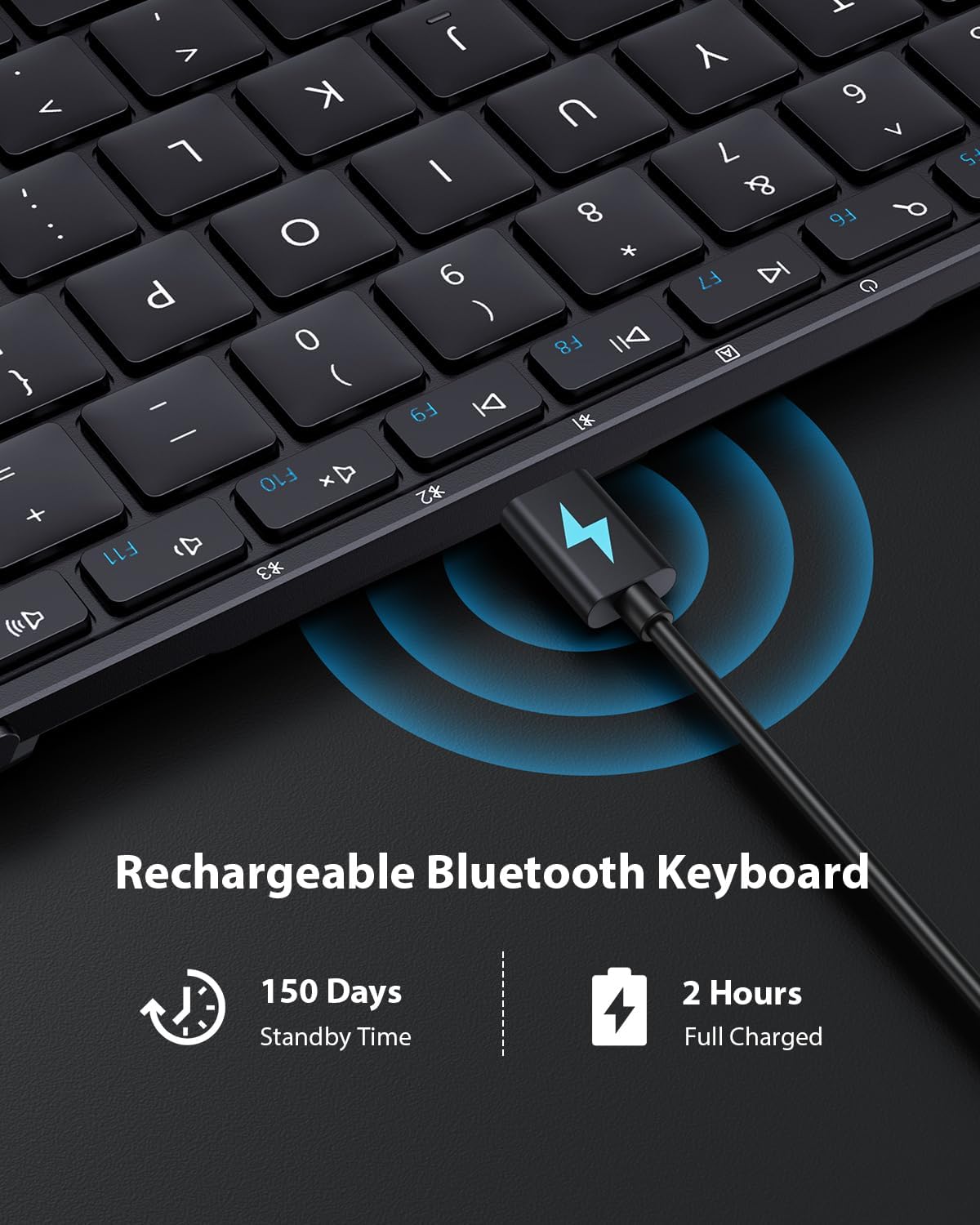 ProtoArc Foldable Bluetooth Keyboard Folding Keyboard with Number Pad | XK01 Full-Size Portable Keyboard Mini Wireless Keyboard for Windows iOS Android Tablet | QWERTY UK Layout - Black-4