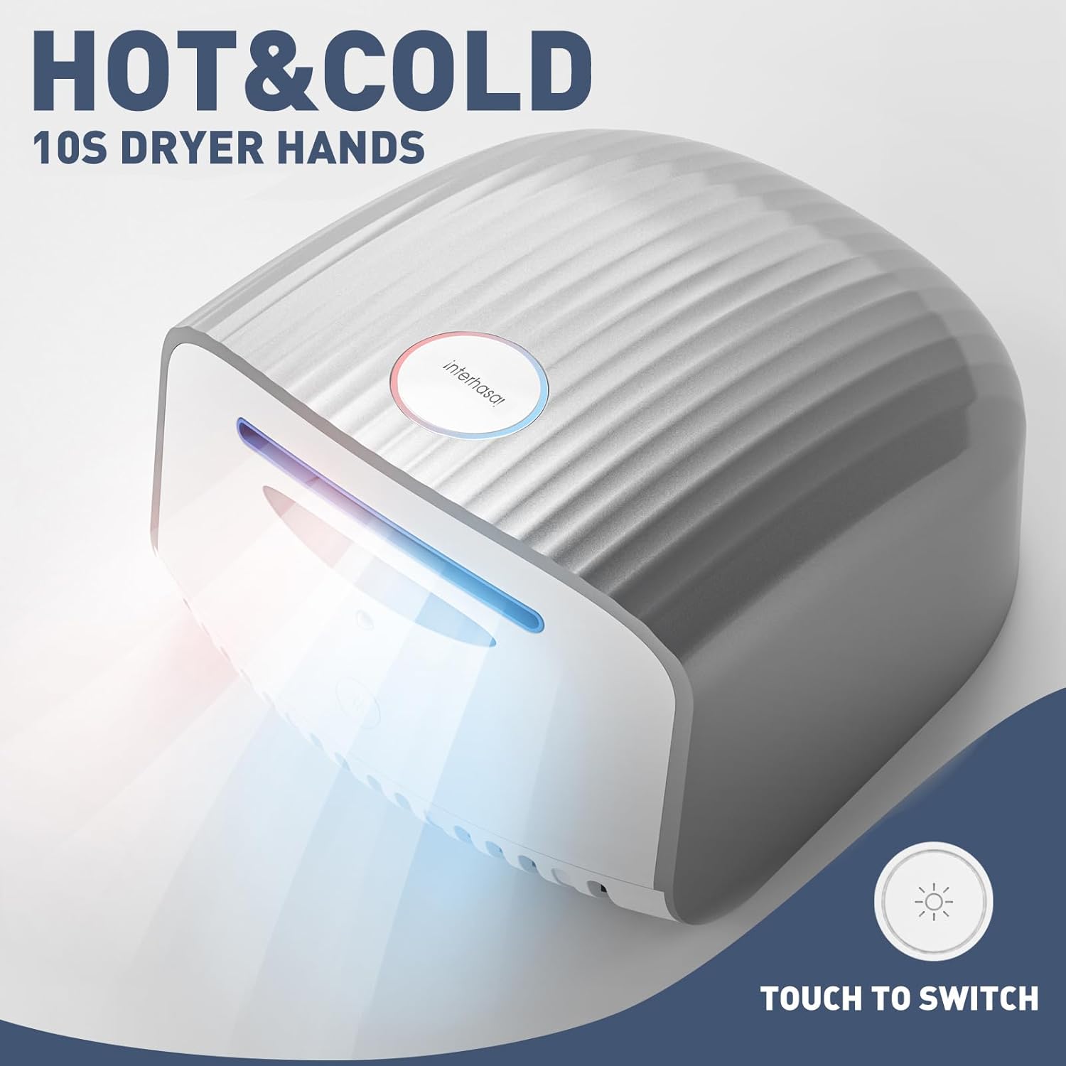 interhasa! Commercial Hand Dryer, Automatic Electric Hand Dryer 1800W High Speed Hand Dryer for Commercial & Home, Low Noise (Silver)-3