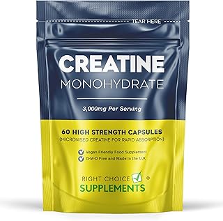 Creatine 3000mg (per serving) - 60 Micronised Creatine Monohydrate 750mg capsules to Boost Muscle Recovery, Growth, Mass, Bulk & Strength - Boost Energy & Performance - Not Tablets or Powder - UK Made