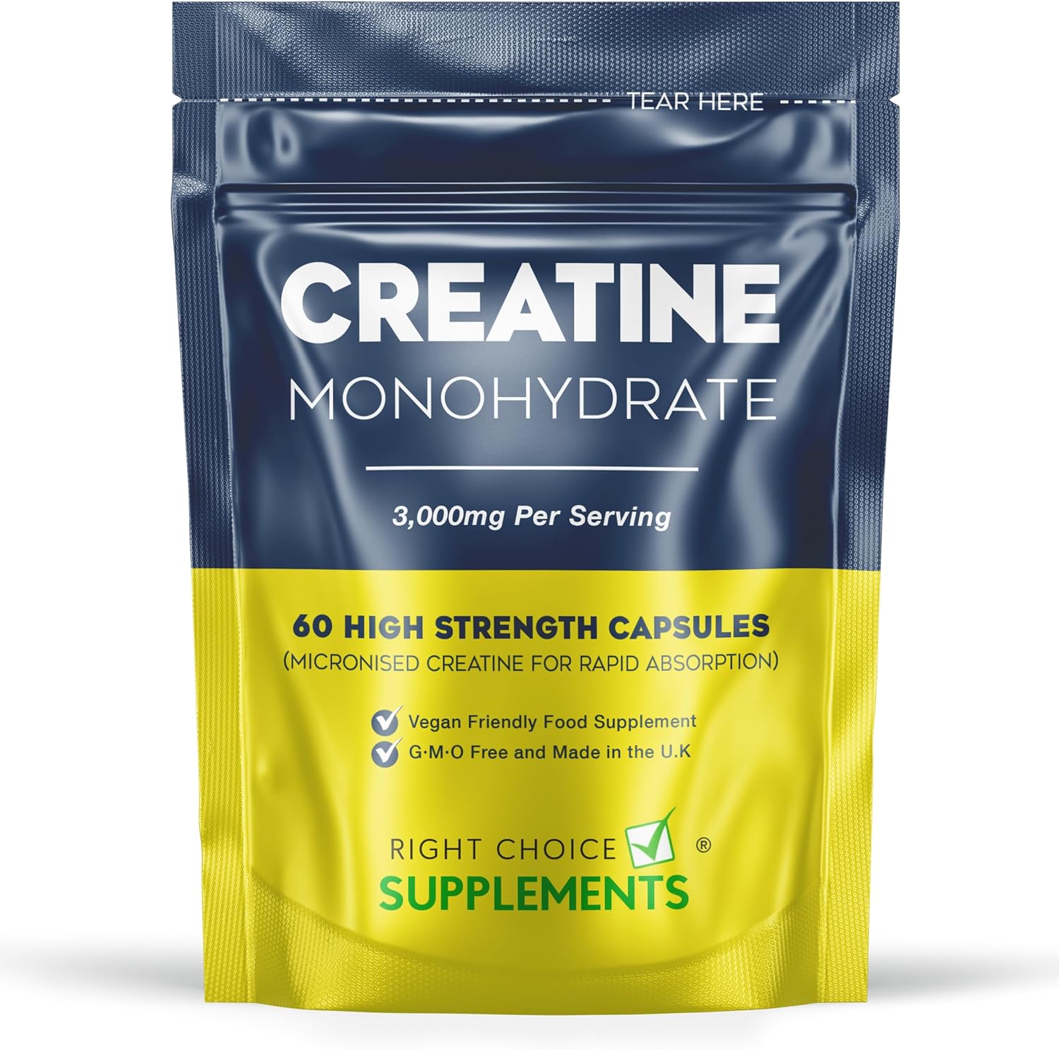 Creatine 3000mg (per serving) - 60 Micronised Creatine Monohydrate 750mg capsules to Boost Muscle Recovery, Growth, Mass, Bulk & Strength - Boost Energy & Performance - Not Tablets or Powder - UK Made-0