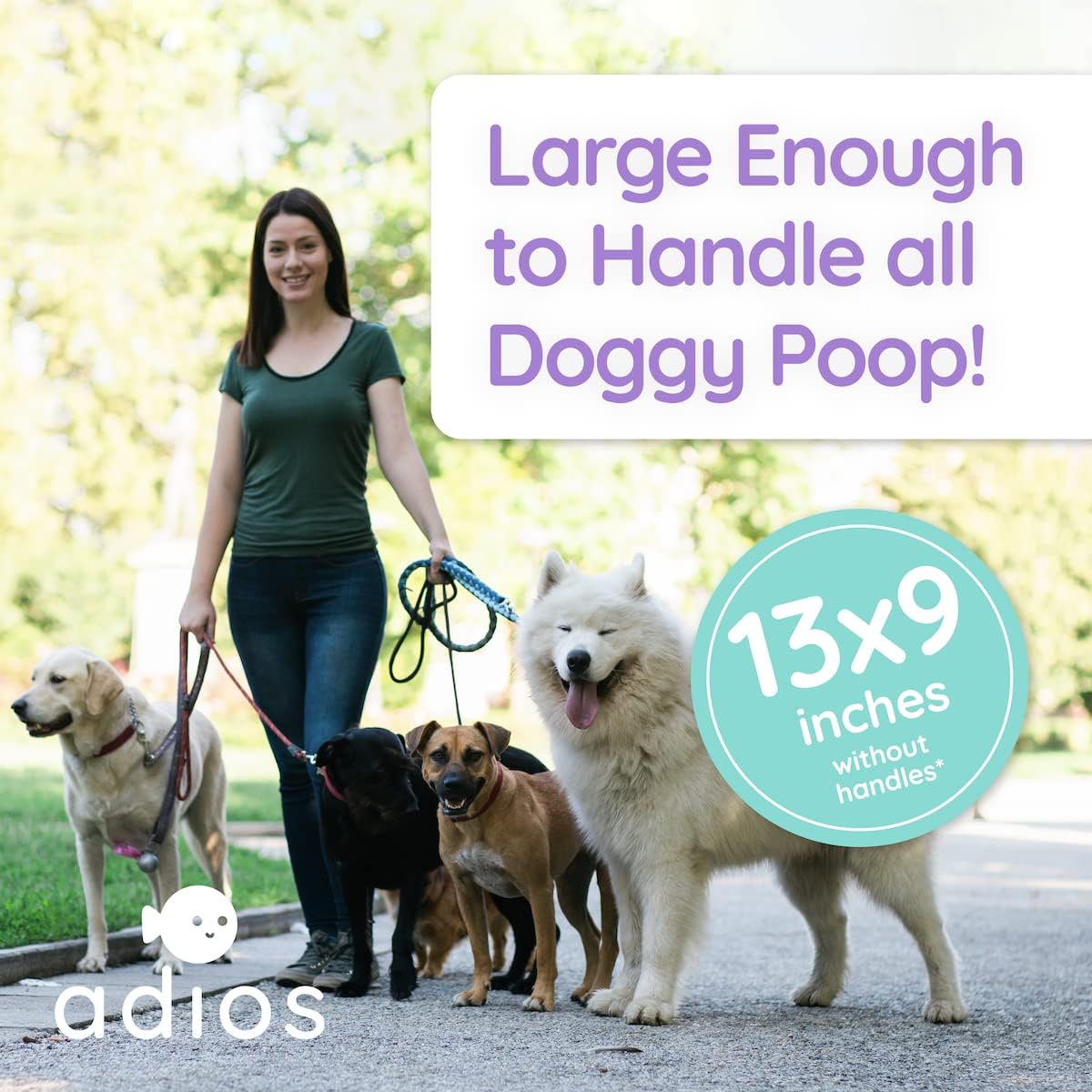 Adios Plastic Biodegradable Dog Poop Bags - Extra Thick Compostable Dog Poo Bags Made from Highest Rated EN13432 Certified Cornstarch | Leak Proof Dog Waste Bags in Rainbow Colour | 8 Rolls, 120 Bags-7