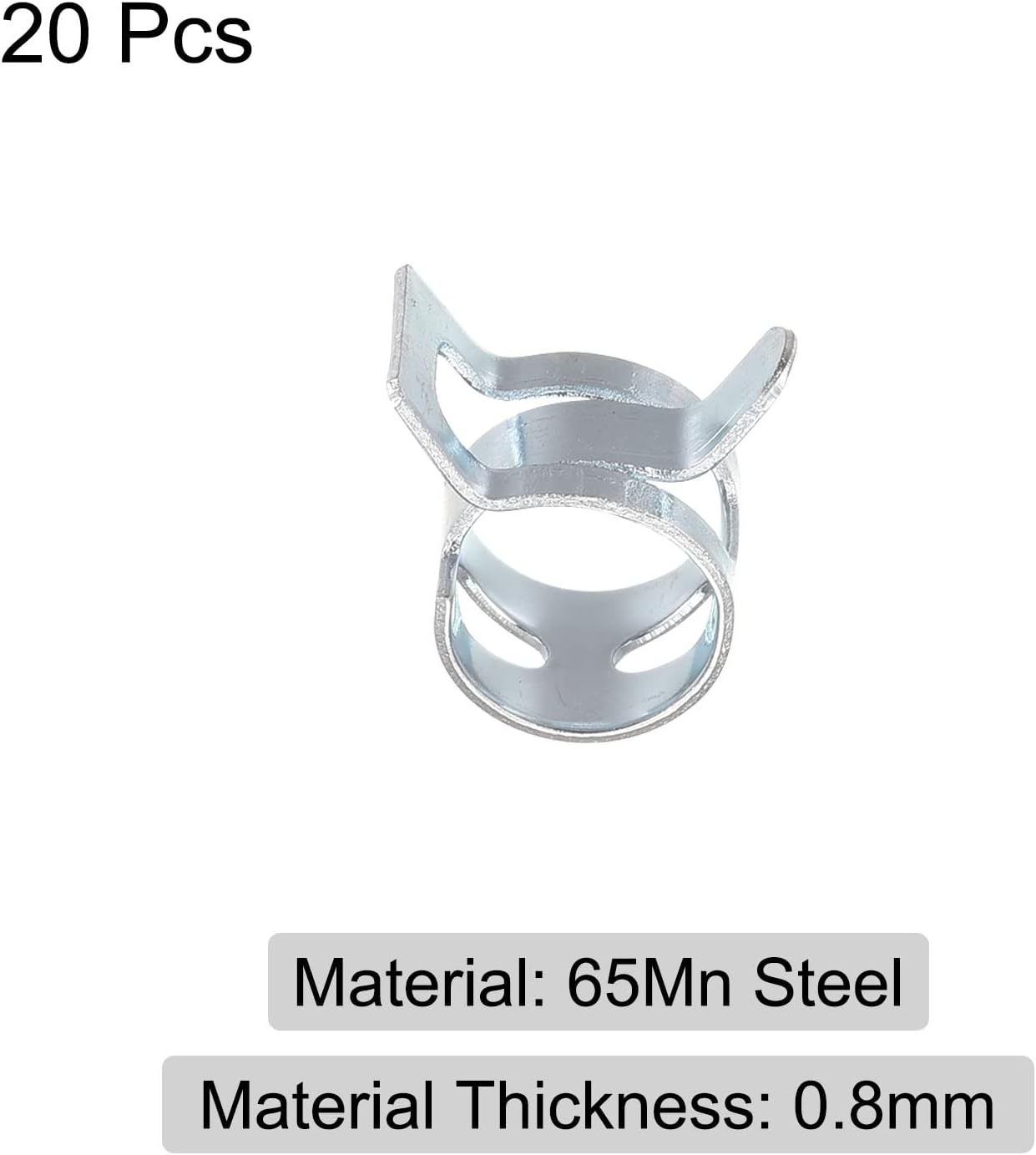 sourcing map 20pcs 9mm Spring Band Type Action Fuel/Silicone Vacuum Hose Pipe Clamp Low Pressure Air Clip Clamp, Zinc Plated-2