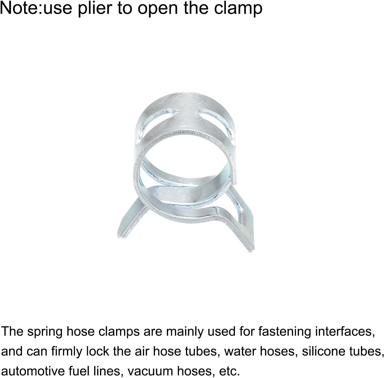 sourcing map 20pcs 9mm Spring Band Type Action Fuel/Silicone Vacuum Hose Pipe Clamp Low Pressure Air Clip Clamp, Zinc Plated-3