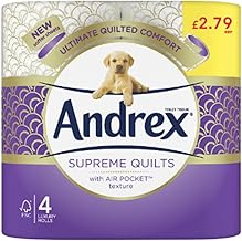 London Grocery Andrex Supreme Quilts Toilet Tissue, 4 Quilted Toilet Rolls x Case of 6