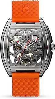 CIGA Design Automatic Mechanical Watch - Z Series Skeleton Titanium Analog Wristwatch Tonneau Sapphire Crystal for Men with Leather and Silicone Strap