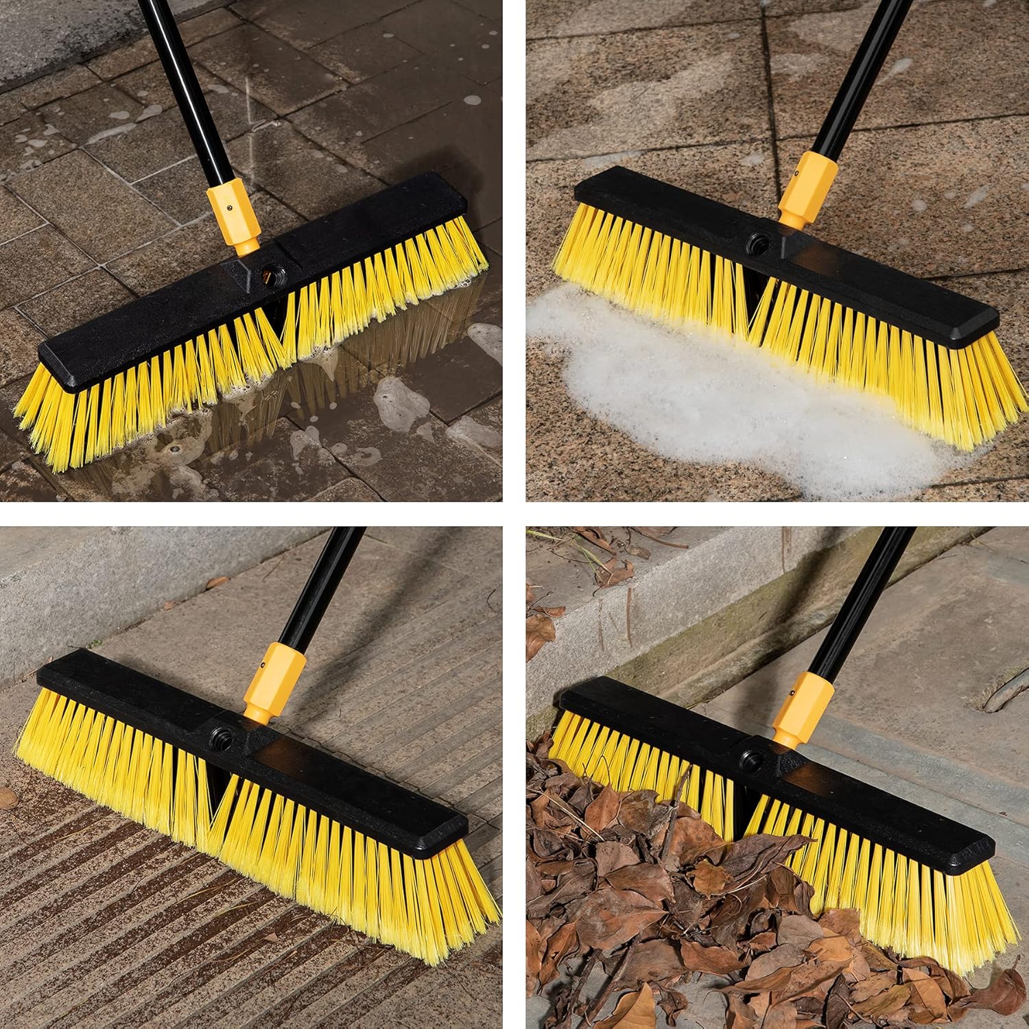 Yocada 18 Inch Push Broom Outdoor Commercial Heavy-Duty Broom Brush 65.3" Long Stiff Bristles for Cleaning Patio Garage Deck Concrete Wood Stone Tile Floor-5