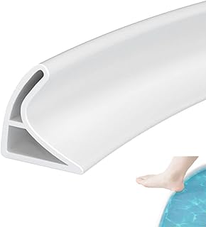 2M Curved Groove Shower Threshold Water Barrier, Wet Room Floor Barrier Dam,Shower Tray Sealing Strip,Bathroom Floor Seal Trim,Sink Bathtub Countertop Water Retaining Strip(White,4cm H*3cm W)