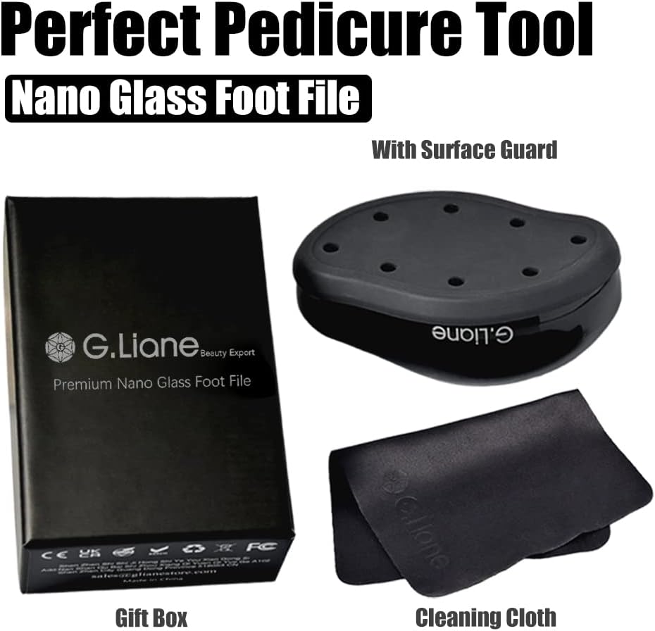 G.Liane Nano Glass Foot File Callus Remover - Crystal Glass Pedicure Foot Care Foot Scrubber Painless Dry and Wet Use for Hard Skin Calluses Removal (Black)-6