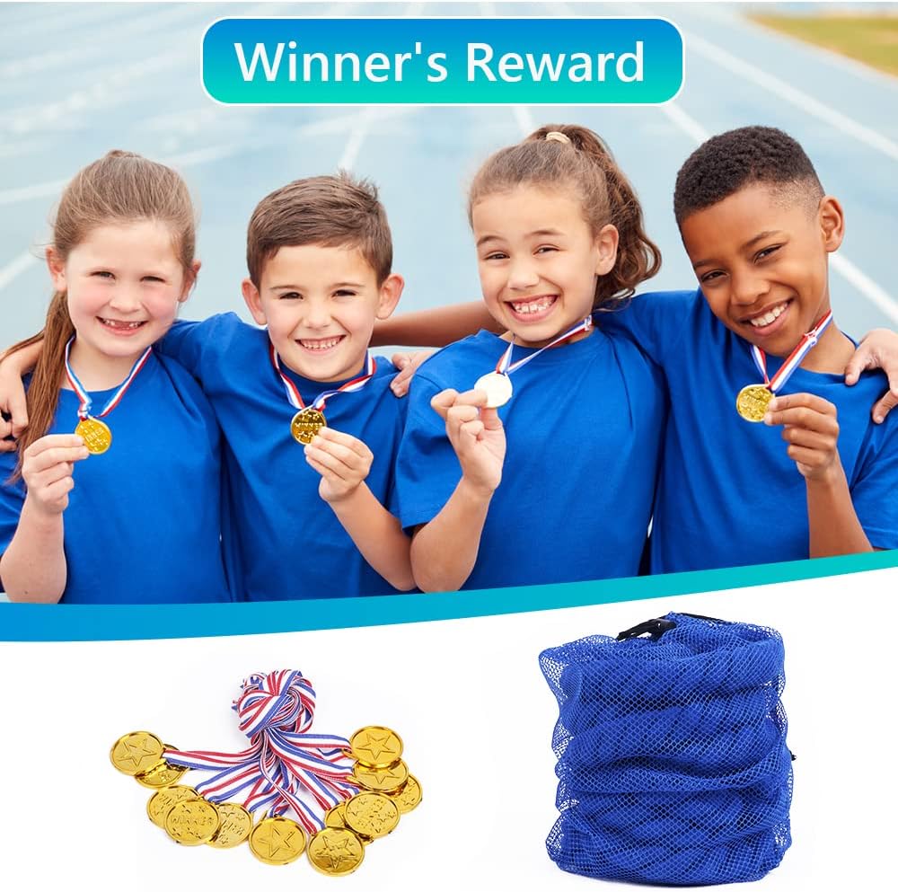 Flintronic 20ft Kids Adult Tug of War Rope Kit with Whistle Medal Accessories, Outdoor Play Field Day Family Party Birthday Party Game Tug of War Rope Kit (Blue)-4