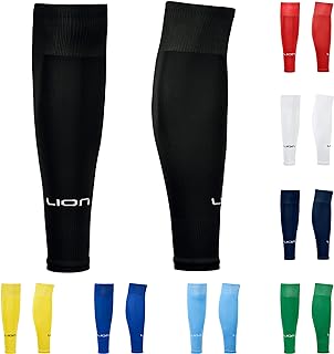 LION SPORTSWEAR Football Sock Sleeves To Accompany Grip Socks - Fits Over Calf/Shin Pads - Variety Of Colors To Match Your Team Kit