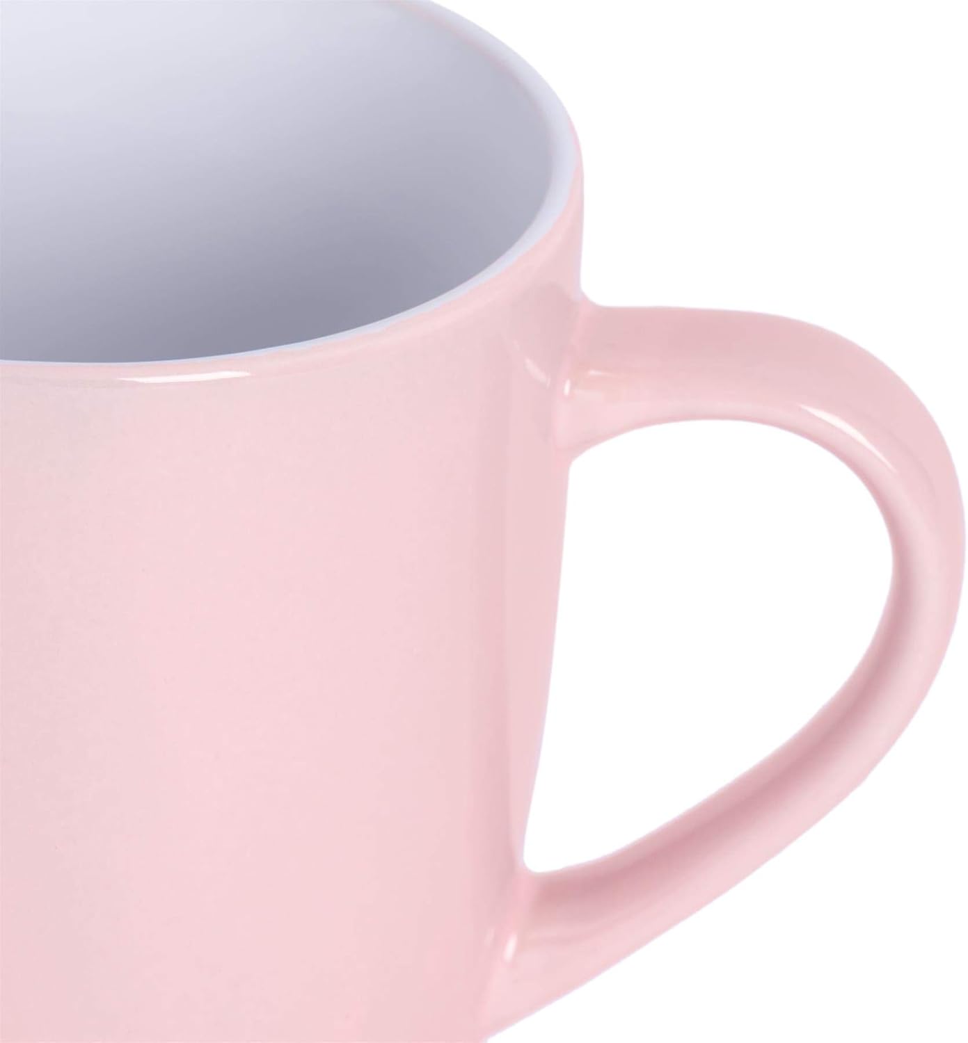 Argon Tableware Coloured Coffee Mugs - Pink - 350ml - Pack of 4 - Gloss Ceramic Stoneware Tea Mugs Latte Cappuccino Cups Hot Chocoloate Cups Colourful Mug Set with Handle-3