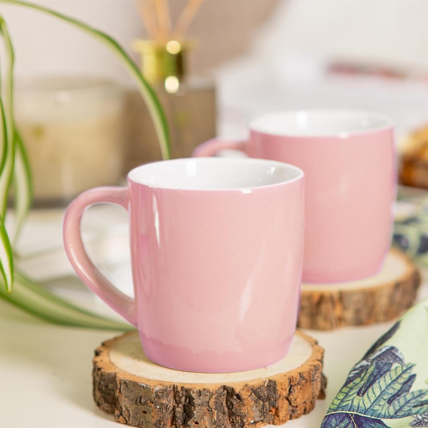 Argon Tableware Coloured Coffee Mugs - Pink - 350ml - Pack of 4 - Gloss Ceramic Stoneware Tea Mugs Latte Cappuccino Cups Hot Chocoloate Cups Colourful Mug Set with Handle-6