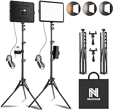 NiceVeedi 2-Pack Photography LightIing Kit, 25 * 20CM Dimmable15W LED Studio Video Light, Stream Selfie Light for Video Recording/Game Streaming/Camera Portrait, With 160cm Tripod &Phone Holder &USB