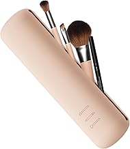 FVION Travel Makeup Brush Holder, Silicone Foundation Brush Pouch with Magnetic Closure, Make up Brush Case Fit for Extra Size Brushes - Khaki