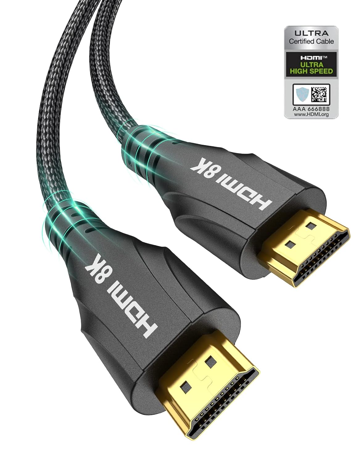 Cratree HDMI 2.1 Cable 1M Certified,8K Ultra High Speed HDMI Cable 4K 120hz 8K 60hz 10K 48Gbps,HDCP 2.3 Dolby Atmos Vision eARC Compatible with HDTV PS5 Xbox Blu-ray Gaming Monitor Laptop PC-0