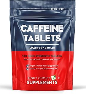 Caffeine 200mg 120 Tablets | Energy Boost & Exercise Support Pre Workout | Improve Focus & Alertness | Vegan UK Made | GMP Approved