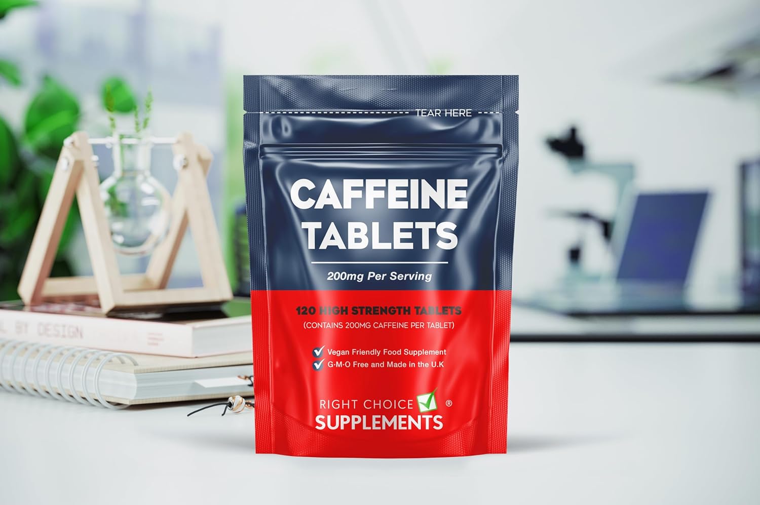 Caffeine 200mg 120 Tablets | Energy Boost & Exercise Support Pre Workout | Improve Focus & Alertness | Vegan UK Made | GMP Approved-1