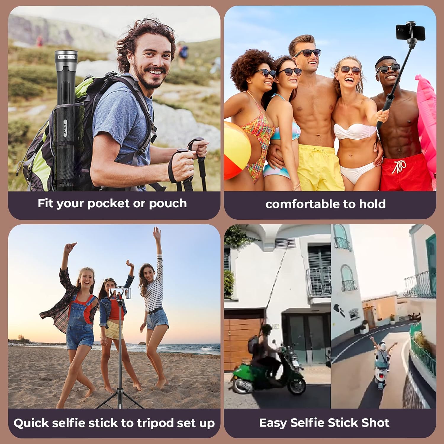 UBeesize Mobile Phone Tripod, Selfie Stick Tripod with Wireless Remote Shutter Release Portable Mobile Phone Selfie Pole Expandable 3 in 1 Selfie Stick Aluminium 360°-5