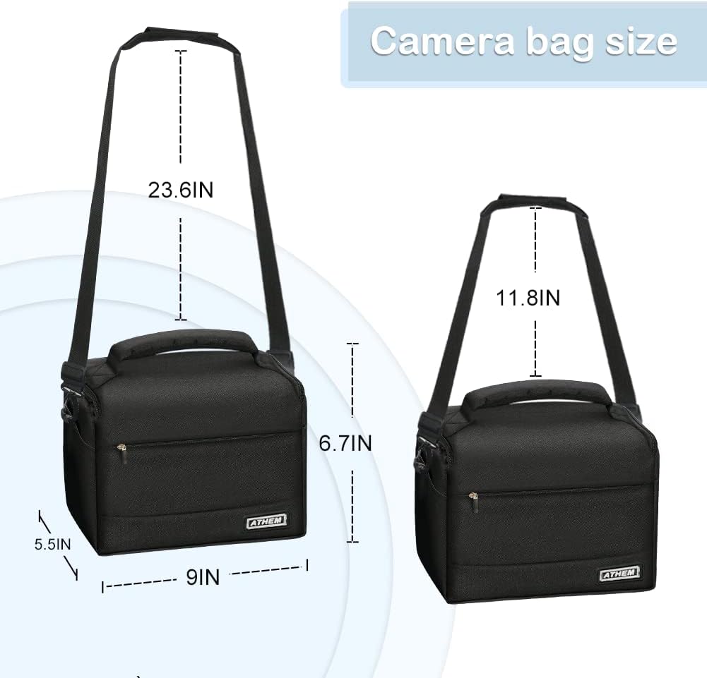 ATHEM SLR Camera Bag, Large Capacity Waterproof Shockproof Single Camera Shoulder Bag, Camera Case Bag, Camera Bags for DSLR and Lenses, with Waterproof Cover-1