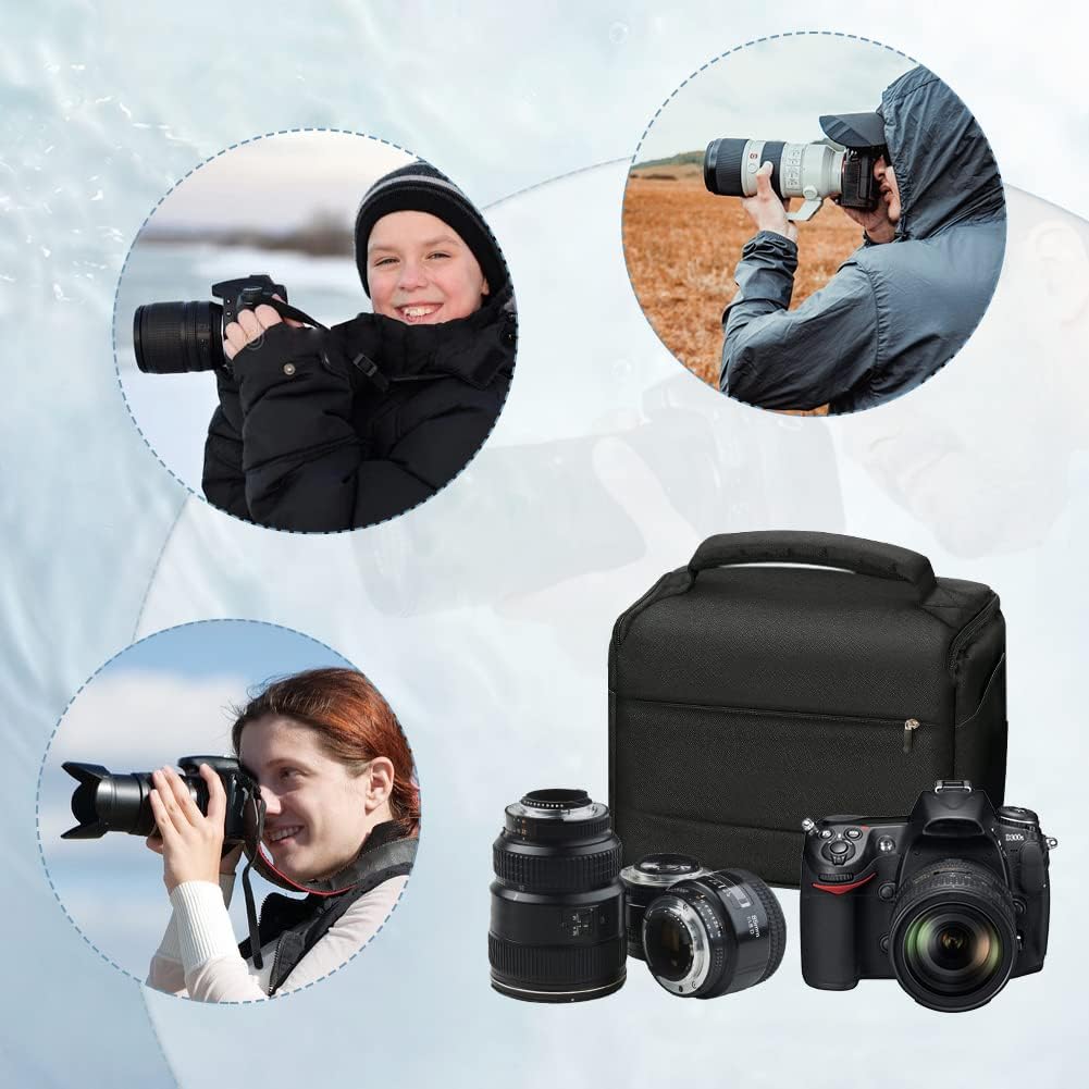 ATHEM SLR Camera Bag, Large Capacity Waterproof Shockproof Single Camera Shoulder Bag, Camera Case Bag, Camera Bags for DSLR and Lenses, with Waterproof Cover-6