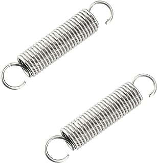 QWORK 2PCS Extended Compressed Spring ,50mm Free Length , Extension Spring , Stainless Steel , Small Dual Hook Tension Spring , Wire Diameter 1.2mm , OD 10mm , 304 Stainless Steel