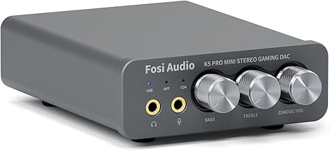 Fosi Audio K5 Pro DAC Amp Headphone Amplifier, Mini Hifi Stereo Digital-to-Analog Converter, USB Type-C/Coaxial/Optical to 3.5MM AUX/RCA Jack, for Gaming PS5/ PC/Active Speakers Up to 24 bit/192 kHz