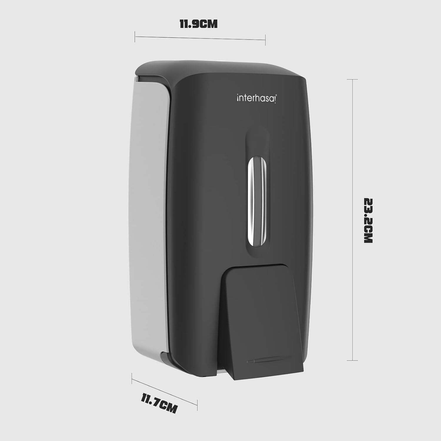 interhasa! Soap Dispenser Wall Mount Manual Hand Soap Dispenser 800ml Gel Liquid Commercial Soap Dispenser Wall Mounted Self Adhesive For Home Bathroom (Black)-7