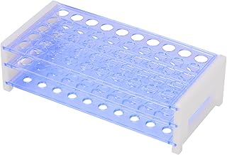 stonylab Test Tube Rack, 3-Tier Detachable Blue Plastic Test Tube Rack Tube Holder Stand Rack for Laboratory Scientific Experiments, 13 mm 50-Place